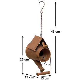 DanDiBo Ambiente Vogelhaus zum Aufhängen Edelrost Deko Rost Gießkanne Wetterfest 96424 Nistkasten Futterstation für Vögel Shabby mit Kette hängend Metallkanne Kanne Balkon