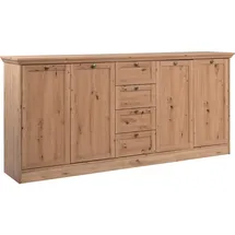 Livetastic Sideboard Eiche Artisan, Metall, 4 Fächer, 4 Schubladen, 200x90x40 cm, Schlafzimmer, Schlafzimmer Kommoden