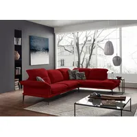 W.SCHILLIG Ecksofa sherry, Designsofa mit tollem Sitzkomfort, elegant und zeitlos, L-Form, mit Kopfstützenverstellung, Winkelfüße in Schwarz, Breite 302 cm rot