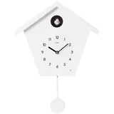 Cuco Clock Wanduhr Kuckucksuhr SCHWARZWALDHAUS, Wanduhr, Moderne Schwarzwalduhr (25 x 28,5 x 12cm, Pendeluhr mit Nachtruhefunktion, Vogelgezwitscher) weiß 23 cm x 12 cm