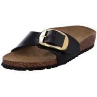 Birkenstock Damen Pantolette Madrid Big Buckle Birko-Flor Patent schmal Schwarz 40 - 40 EU Schmal