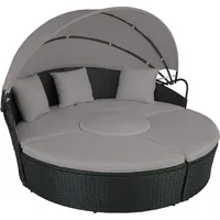 Tectake Sonneninsel Rattan schwarz/grau