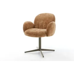 DELIFE Chaise-pivotante Nube-Flex avec accoudoirs chenille rouille pied de chaise 4 branches aspect titane pivotement sur 360° ressorts ensachés, Chaises de salle à manger