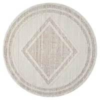 Carpet City Kurzflor-Teppich, Creme, Textil, Orientalisch, Rauten, Rund, 160x160