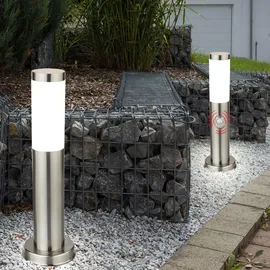 ETC Shop Wegeleuchte Edelstahl IP44 3er Set mit Bewegungsmelder grau