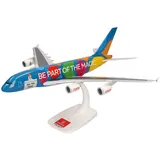 HERPA Snap-Fit Emirates Airbus A380 “Destination Dubai” – A6-EOT Miniatur im Maßstab 1:250, Sammlerstück, Modell mit Standfuß, Kunststoff