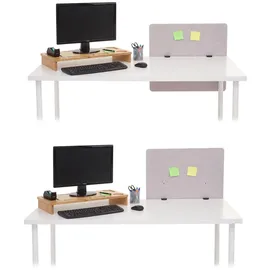 Proregal Akustik-Tischtrennwand HxBxT 60x65x2 cm Doppelwandig Stoff Grau Büro-Sichtschutz Schreibtisch Pinnwand