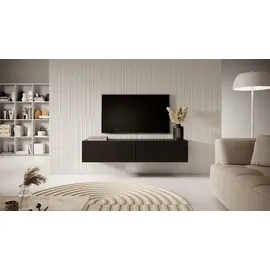 Selsey TV Schrank Board Sideboard Fernsehtisch Fernsehschrank 140 cm Hängend Gefräste Front Schwarz Veldio