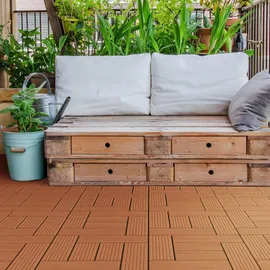ECD Germany WPC Terrassenfliesen Hellbraun 30 x 30 cm 33 St.