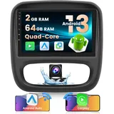 Hikity Android 13 Autoradio mit Navi für Opel Vivaro B Renault Trafic FIAT Talento Nissan NV 300 Radio Wireless Carplay Android Auto Mirror Link 9'' Autoradio mit Bildschirm Bluetooth WiFi FM RDS