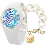 Ice flower - Turquoise leaves - Medium - 3H + Jewellery - Chain bracelet - Almond skin