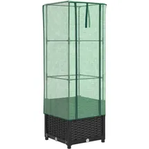 vidaXL Hochbeet mit Gewächshaus-Aufsatz Rattan-Optik Schwarz 40 x 139 x 40 cm