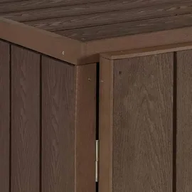 MCW 1er WPC-Mülltonnenverkleidung MCW-J28, Premium Mülltonnenbox, Metall Holzoptik, erweiterbar ~ Gartenschrank, J28-1er