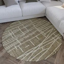 Teppich WECON HOME "Hamptons TWENTYFIVE", grau (taupe), H:10mm Ø:180cm, Polyester, Teppiche, Kurzflor, Wohnzimmer, Schlafzimmer, elegant, robust, abstraktes Design