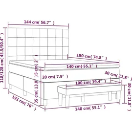 vidaXL Boxspringbett 140 x 190 cm Dunkelblau