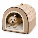 Tierschatz Hundehütte Hundehöhle Exklusives Haus Hund oder Katze | 2 Farben Komfortabel und Waschbar (Grau und Braun L) (Braun)