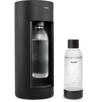 Mysoda: Stilvoller Glassy Wassersprudler aus Holzkomposit und Aluminium (ohne CO2-Zylinder) mit 1-Liter-Glasflasche & BPA-freier 1-Liter-Plastikflasche - Schwarz