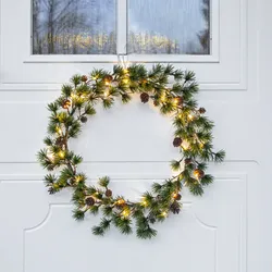 LED Tannenkranz LARIX - Kunststoff - 30 warmweiße LED - D: 40cm - Timer - Batter...