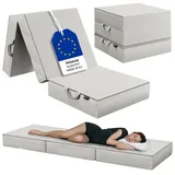 Bellamio Lomme Klappmatratze 90x200 cm – Faltmatratze extra dick 15 cm – Gästematratze in Hellgrau – klappbare Reisematratze mit Tragegriffen – Faltbare Camping Matratze – Bezug abnehmbar & waschbar