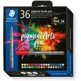 Staedtler Pigment Arts Brush Pen, 36 Farben, Mehrfarbig, Rund, Kunststoff, Polypropylen (PP), Tinte auf Wasserbasis, Erw