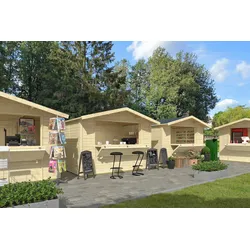 Gartenhaus NORDIC HOLZ "Elementhaus KENT 5", beige (naturbelassen), ohne Fußboden, Massivholzdach, Holz, Gartenhäuser