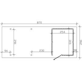 SKANHOLZ Skan Holz Carport Wendland mit Abstellraum 362 x 870 cm mit Aluminiumdach