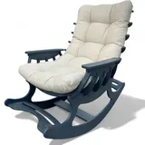 Wood Spark Relaxsessel Schaukelstuhl für Garten & Balkon – Holz-Gartenmöbel Set – Schaukelsessel mit Holzoptik in Grau & Matratze in Ecru – Bequemer Relaxsessel – Balkonmöbel