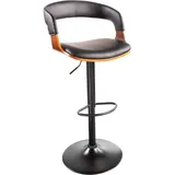 Riess-Ambiente Barhocker MANHATTAN - Retro schwarz Kunstleder Walnussholz mit Lehne drehbar höhenverstellbar
