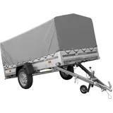 Einachsanhänger mit Aluminiumseitenwänden 264x125 Unitrailer Garden 264 KIPP ALU mit H-800 Rahmen und grauer Plane