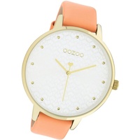 OOZOO Quarzuhr Oozoo Damen Armbanduhr Timepieces, (Analoguhr), Damenuhr Lederarmband pink, rundes Gehäuse, extra groß (ca. 48mm) lila