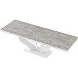 designimpex Esstisch Design Tisch HEB-222 Grau Beton - Weiß Hochglanz ausziehbar 160-256 cm grau