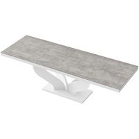designimpex Esstisch Design Tisch HEB-222 Grau Beton - Weiß Hochglanz ausziehbar 160-256 cm grau|weiß