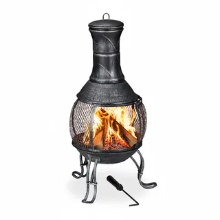Relaxdays Aztekenofen Ø 89 cm Grau