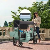 Bollerwagen für 2 Kinder Faltbar Handwagen Kinderwagen mit Schiebefunktion