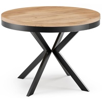 Runder Ausziehbarer Esstisch - Loft Style Tisch mit Metallbeinen - 100 bis 180 cm - Industrieller Quadratischer Tisch für Wohnzimmer - Kompakt - 1...