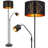 GLOBO LIGHTING Deckenfluter, Leuchtmittel nicht inklusive, Stehlampe Wohnzimmer mit Leselampe Deckenfluter schwarz gold schwarz