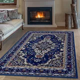 OTTO home Teppich OTTO HOME "Oriental, Made in Belgium" Gr. 1, blau (hellblau), B:60cm H:7mm L:110cm, Kunstfaser, Teppiche, Teppich, Orient-Optik, mit Bordüre, Teppich, Kurzflor, Weich, Kundenliebling