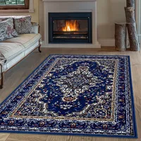 OTTO home Teppich OTTO HOME "Oriental, Made in Belgium" Gr. 1, blau (hellblau), B:60cm H:7mm L:110cm, Kunstfaser, Teppiche, Teppich, Orient-Optik, mit Bordüre, Teppich, Kurzflor, Weich, Kundenliebling