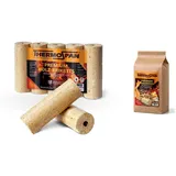 zbs24 Premium Holzbbriketts 10 kg - Thermospan Weichholzbriketts mit optimierter Rundform mit Loch - zum Heizen für Kamin Grill Heizung - inkl. 1 kg Anzünder Premium