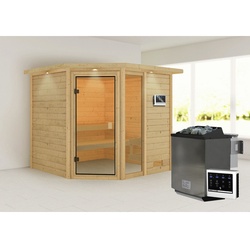 KARIBU Sauna »Tabea«, inkl. Saunaofen mit externer Steuerung, für 4 Personen - beige