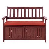 Gartenbank Akazie mahagonibraun mit Stauraum Auflage terracotta rot 120cm Sovana