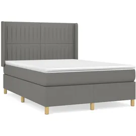 vidaXL Boxspringbett 140 x 200 cm Dunkelgrau