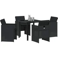 vidaXL 5-teiliges Garten-Essset mit Kissen Schwarz Poly-Rattan