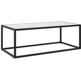 vidaXL Couchtisch Schwarz mit Weißem Glas in Marmor-Optik 100x50x35 cm