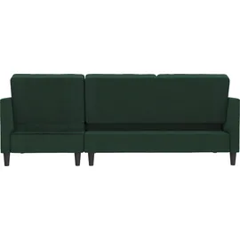 dorel home Eckcouch Velours 3-Sitzer Dunkelgrün