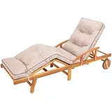 PillowPrim Liegenauflage, Auflage Gartenliege (Beige) 201 x 55 cm, 8 cm dick, Auflagen für Deckchair, Bequeme Polsterauflage für Sonnenliege, Liegestuhl