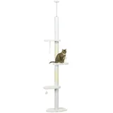 PawHut Kratzbaum Deckenhoch 225-255 cm mit Jute-Seilpfosten Katzenleiter