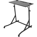 Fahrradtrainer Schreibtisch Höhenverstellbar, Walking pad Laufband Trainingstisch Rollentrainer Tisch mit Feststellbare Rollen mit Getränkehalter, Tablet-Halter (Schwarz)