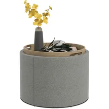 furnicato Polsterhocker Leinen 56 x 42 x 56 cm Grau