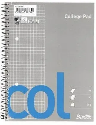 Col College Pad Squared Punched Holes A5